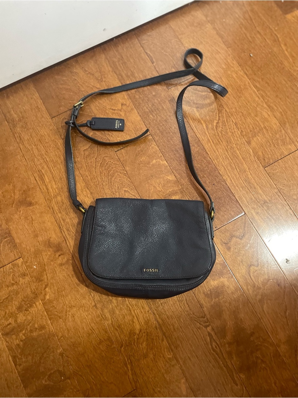 Fossil navy Leather Crossbody Bag